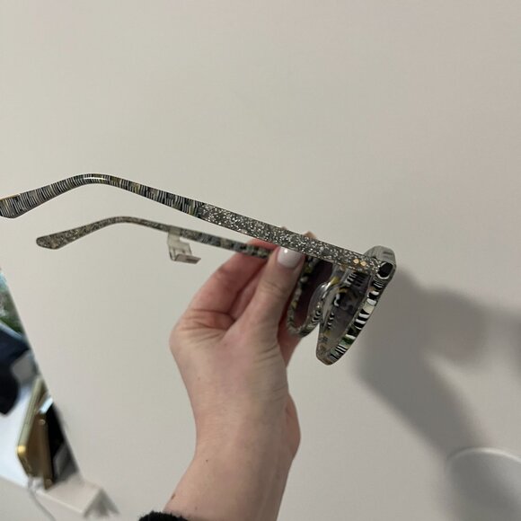 KREWE Collins Round Gray Glitter Acetate Sunglasses - Picture 4 of 8